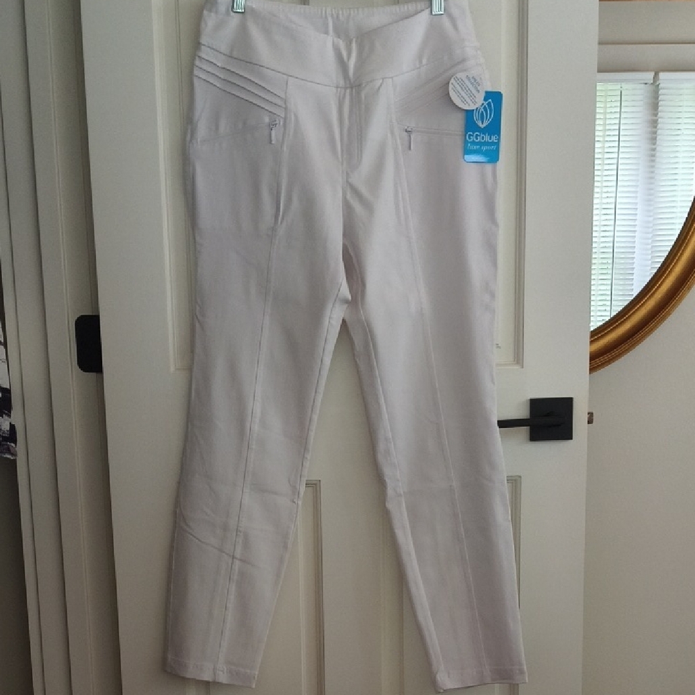 GG Blue Women's Luxe Sport Fit Fab II Golf Pants White Size 10 NWT